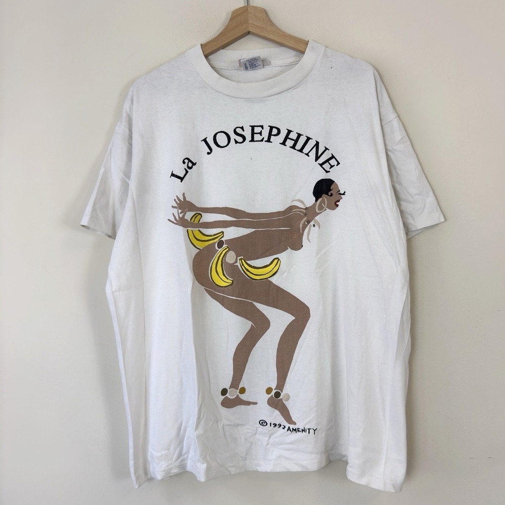 Vintage 90s Josephine Baker Banana Skirt Art Music Dance Single Stitch Tee Shirt